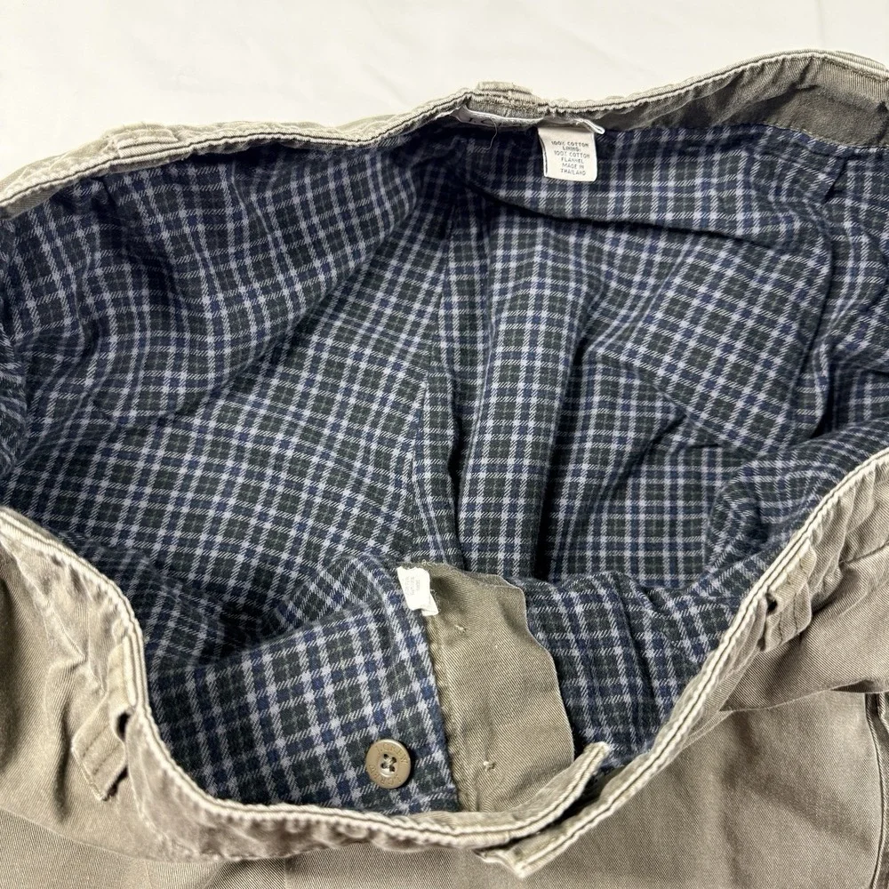 J. Crew Flannel Lined Cargo Pants Mens 40x32 Button Fly Brown Utility Fade Y2k